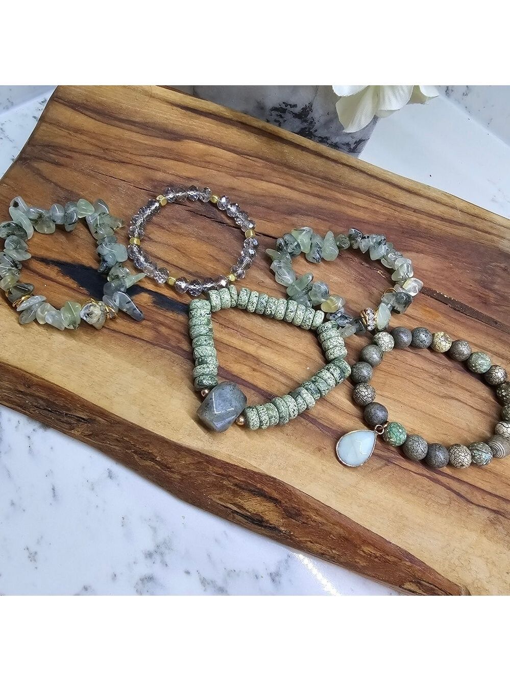 Druzy Dreams Stack Bracelets Set In Green - Picture 8 of 8